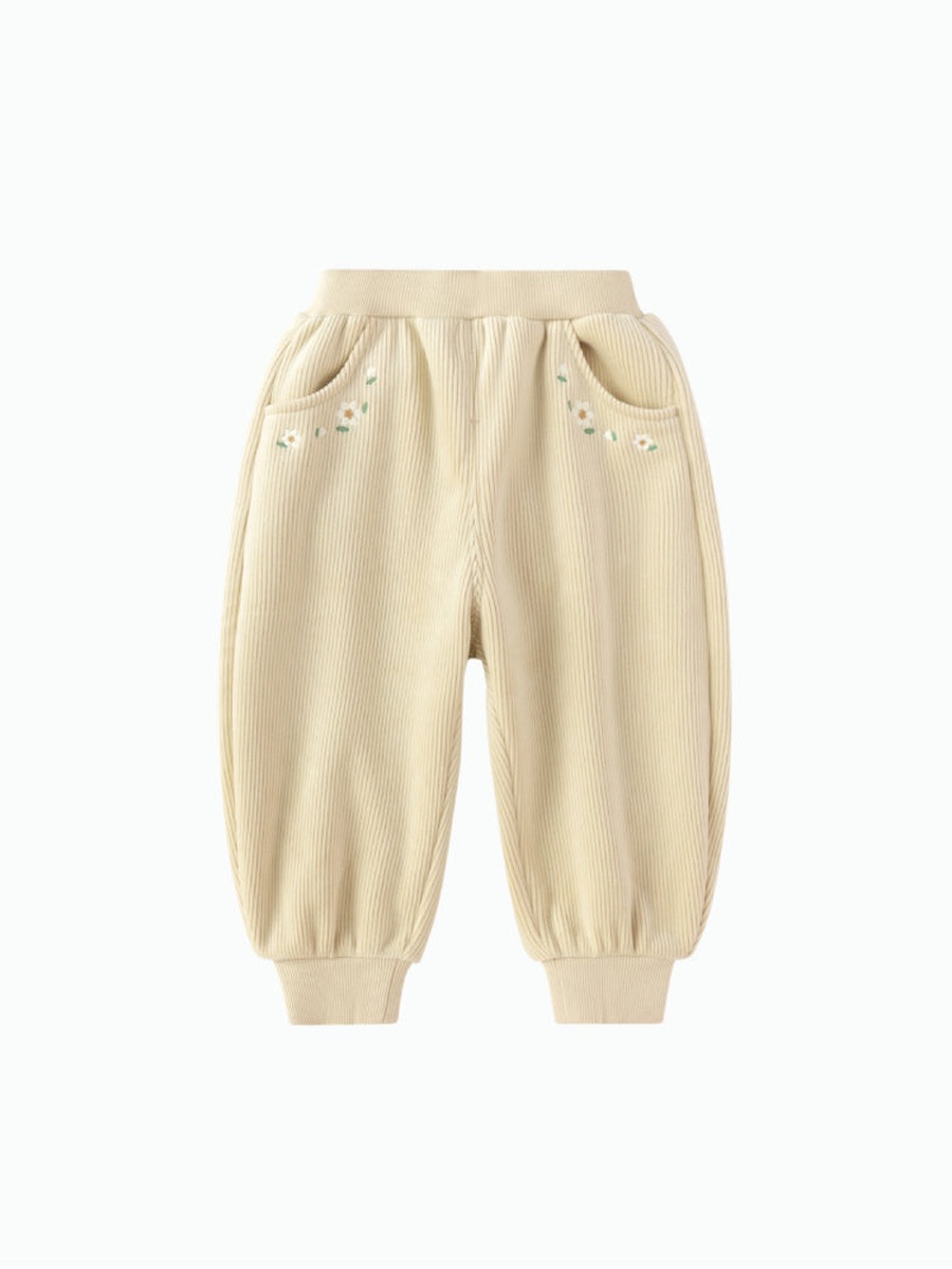 Joggers with Embroidered Flowers