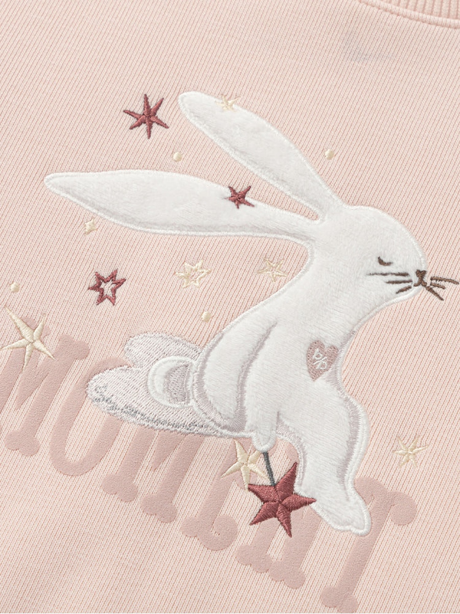 Sweatshirt with Front Bunny Embroidery