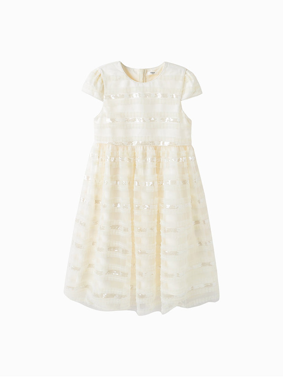Dress with Tulle And Sequin Stripes