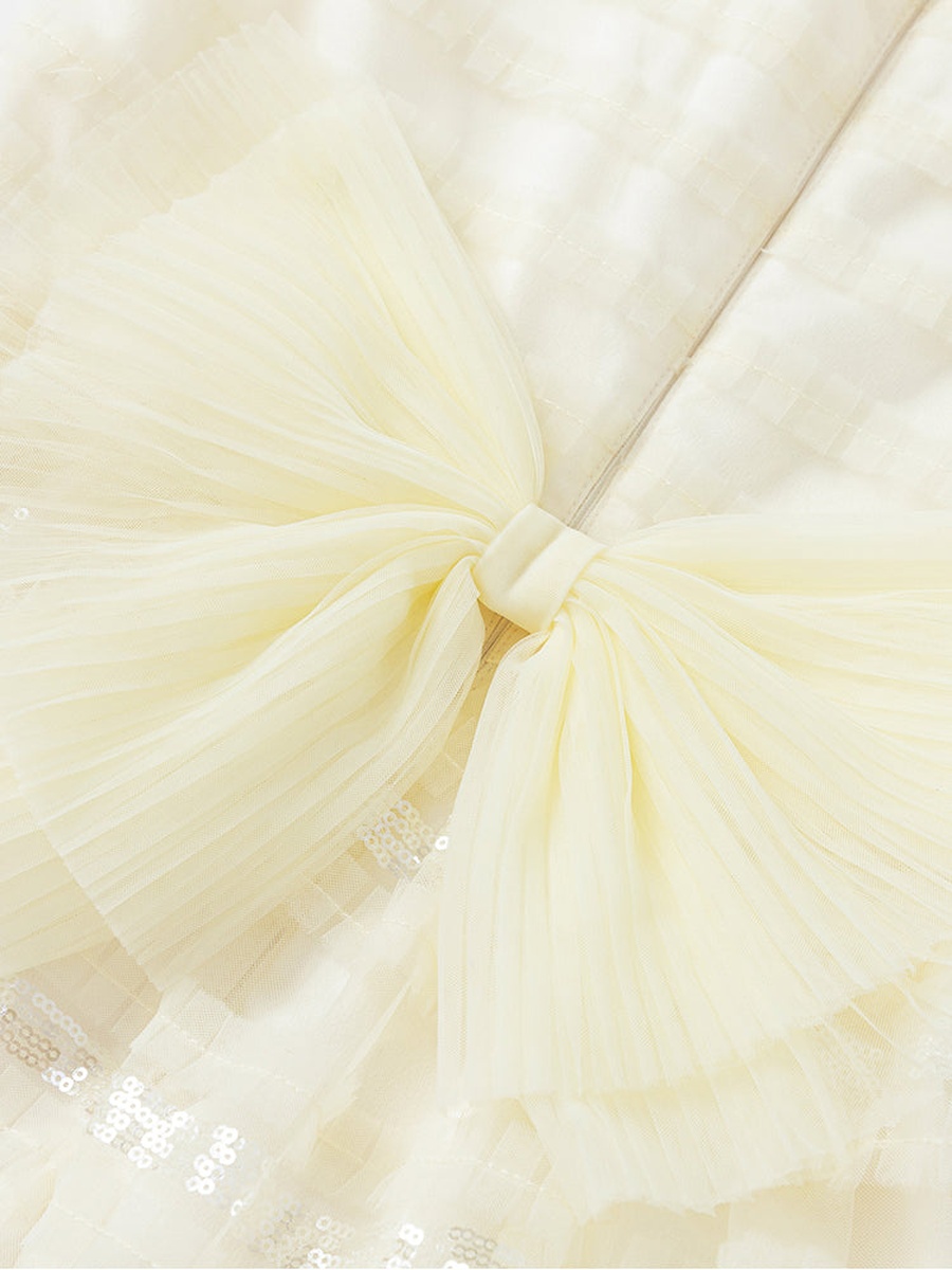 Dress with Tulle And Sequin Stripes