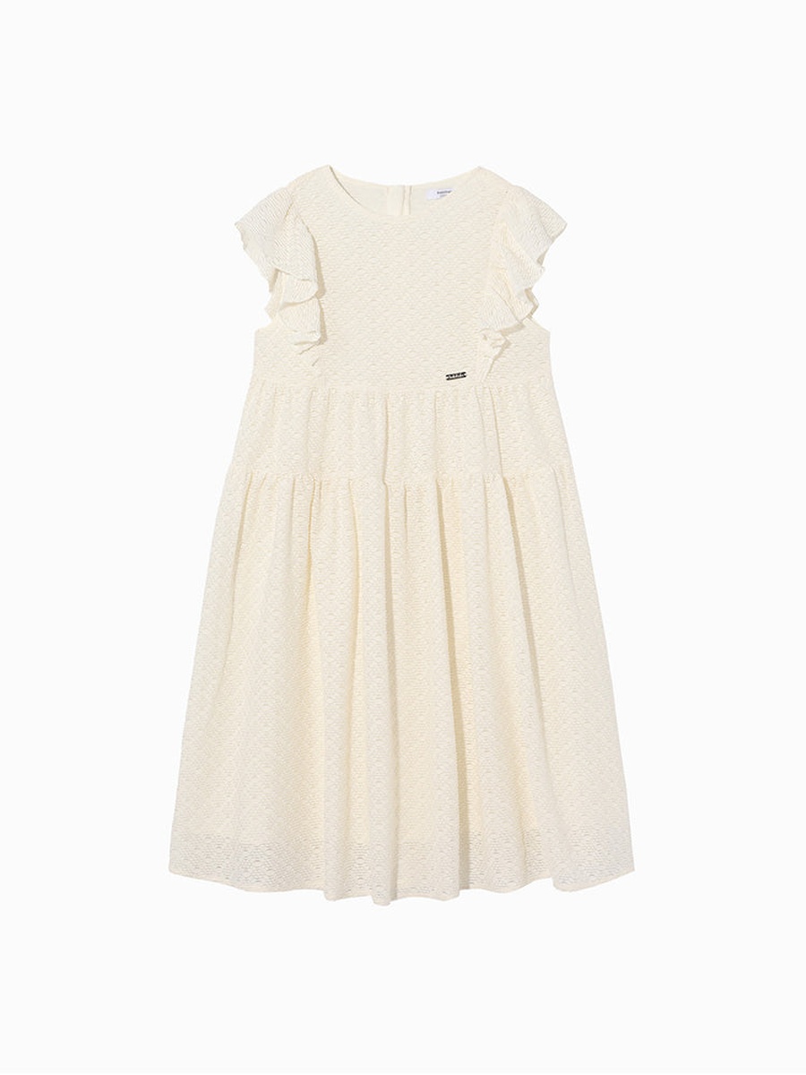 Solid Colored Dress with Textured Pattern