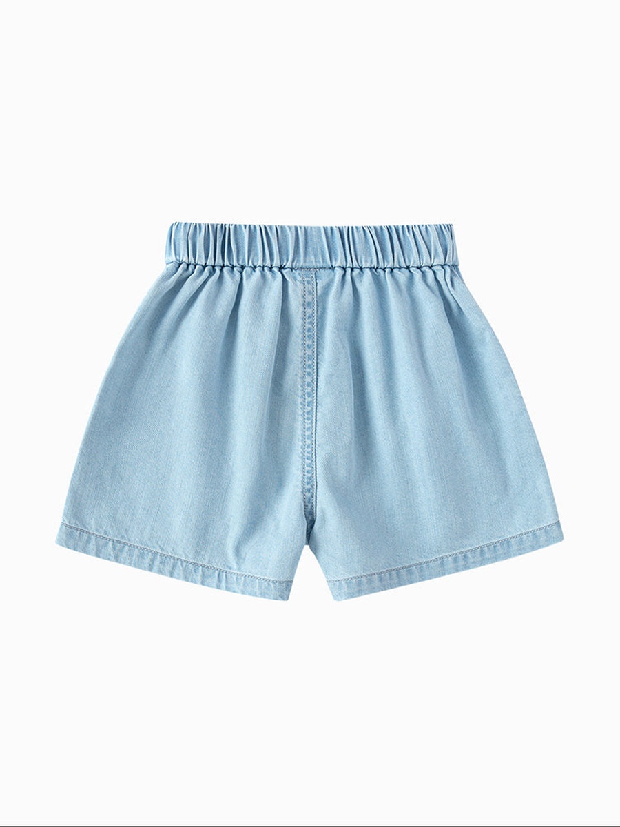 Shorts with Embroidery And Faux Pearl Detail