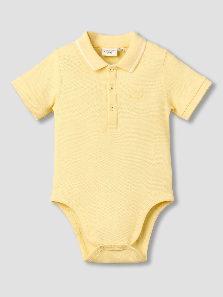 Polo Neck Short Sleeves Bodysuit with Snap Closure
