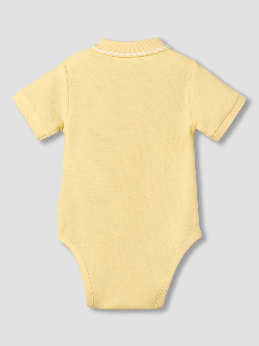 Polo Neck Short Sleeves Bodysuit with Snap Closure