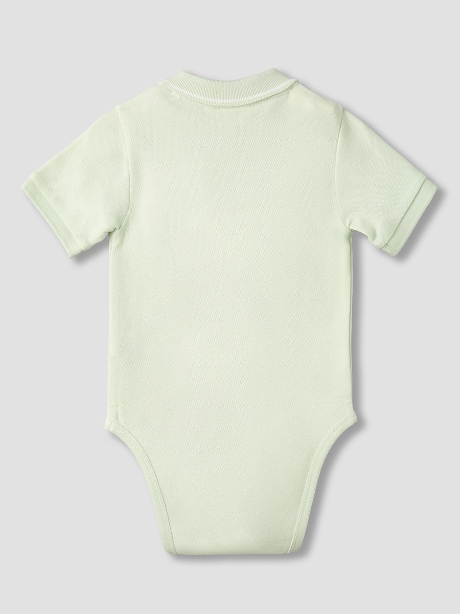 Polo Neck Short Sleeves Bodysuit with Snap Closure