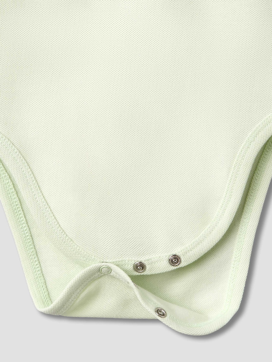 Polo Neck Short Sleeves Bodysuit with Snap Closure
