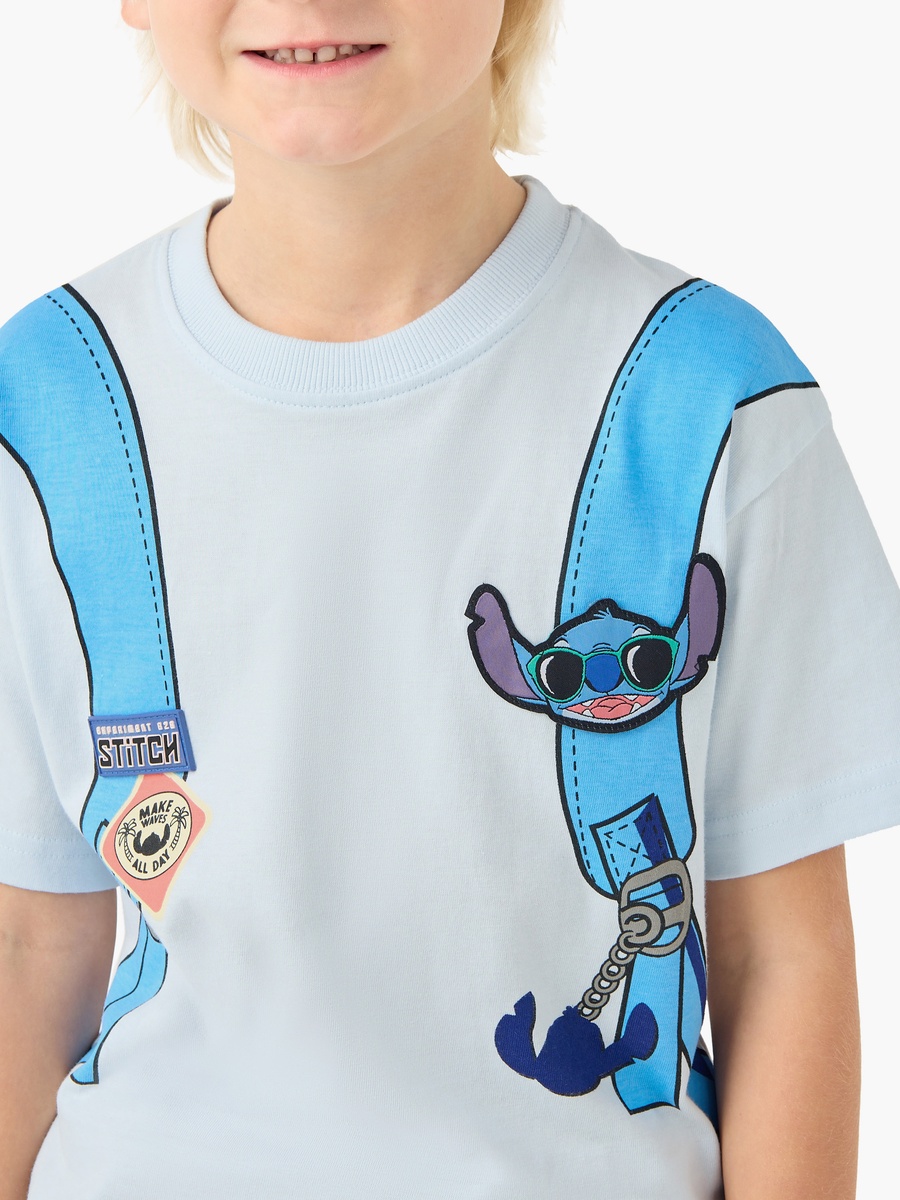 Crew Neck Short Sleeves T-Shirt with Stitch Print