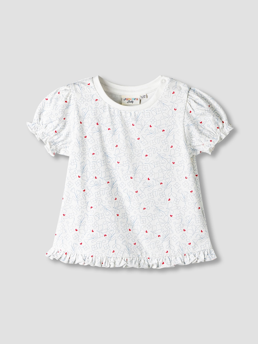 Pack of 2 Round Neck Short Sleeves T-Shirt with Ruffled Hem