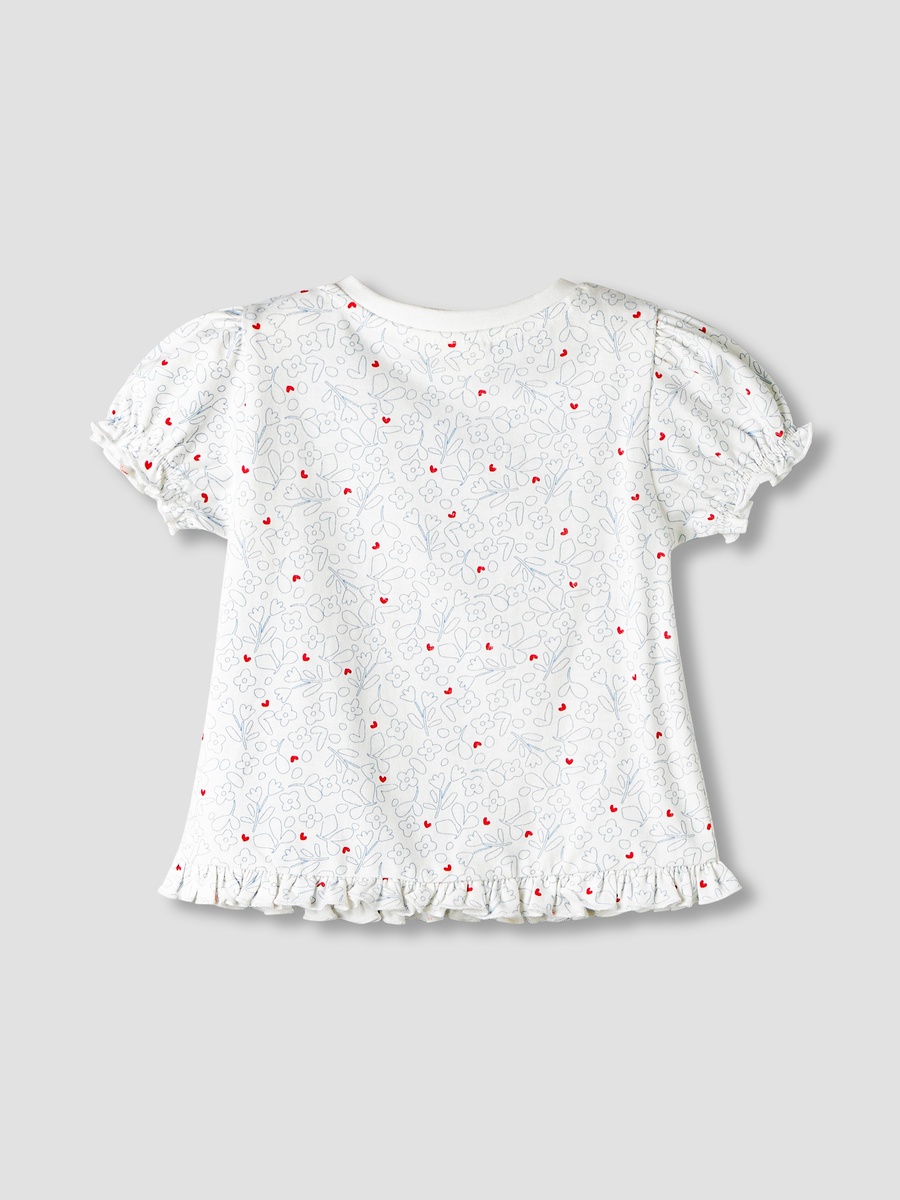 Pack of 2 Round Neck Short Sleeves T-Shirt with Ruffled Hem