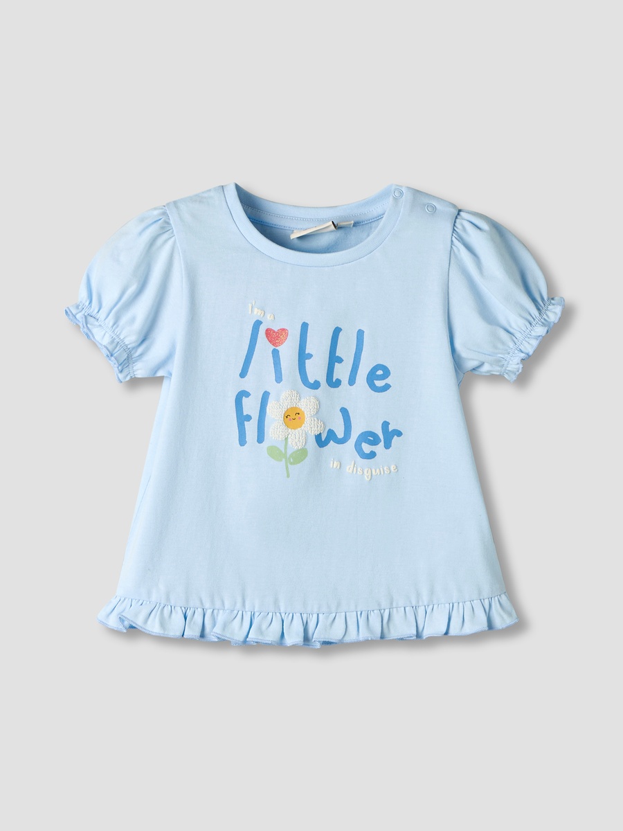 Pack of 2 Round Neck Short Sleeves T-Shirt with Ruffled Hem