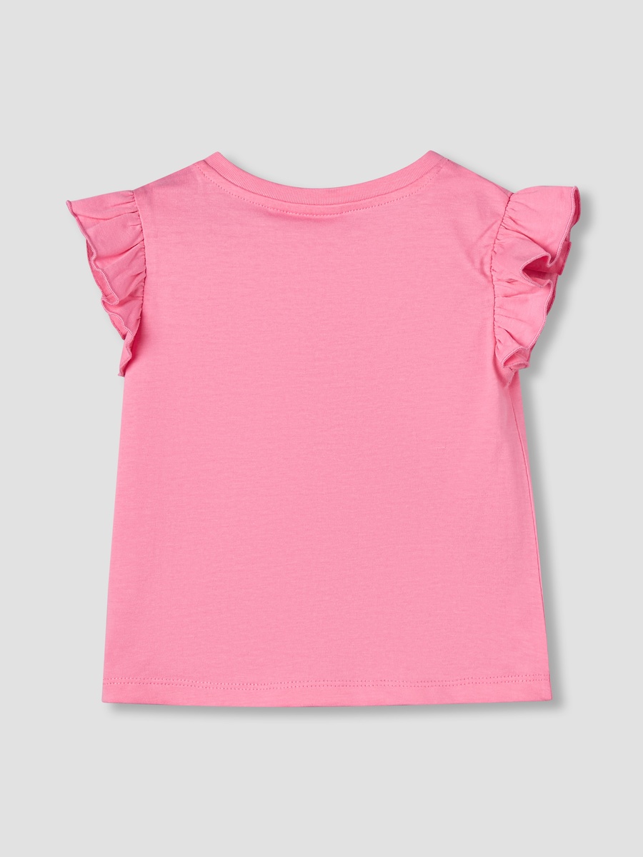 Round Neck Cap Sleeves T-Shirt with Slogan Print