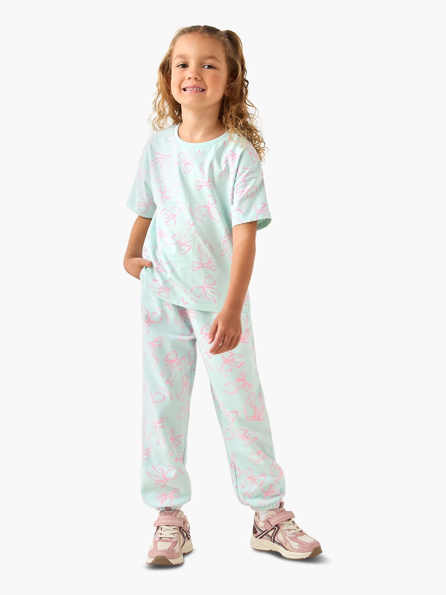 Crew Neck Short Sleeves T-Shirt with Bow Print