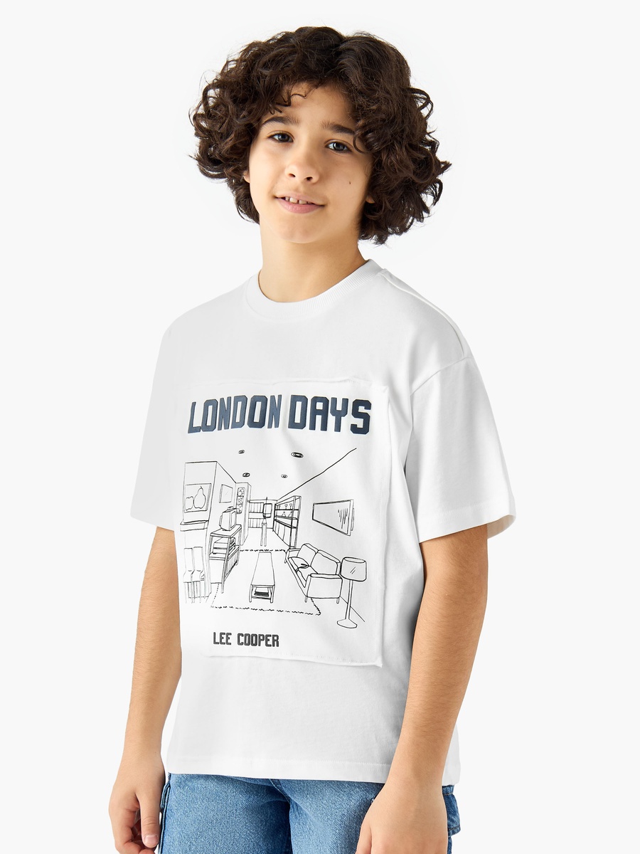 Crew Neck Short Sleeves T-Shirt with London Graphic Print
