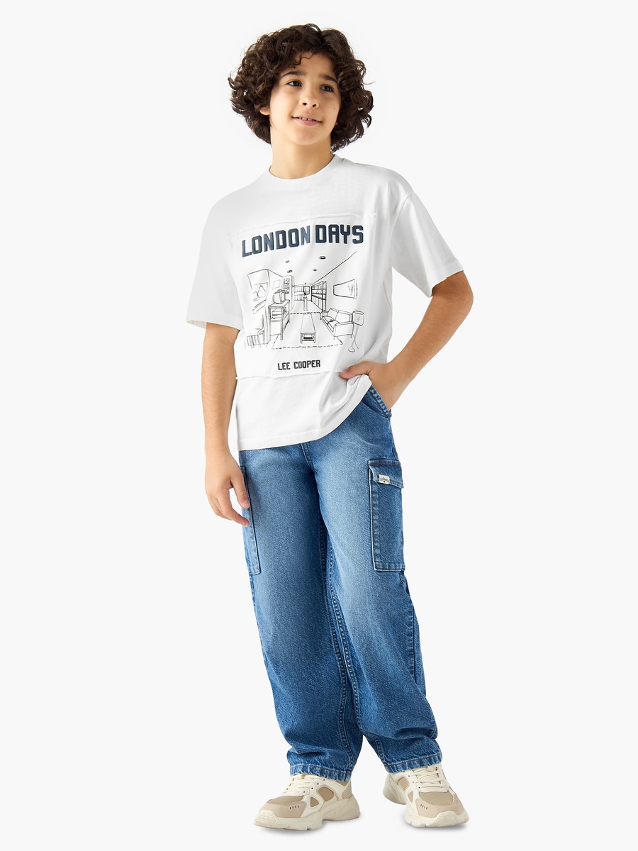 Crew Neck Short Sleeves T-Shirt with London Graphic Print