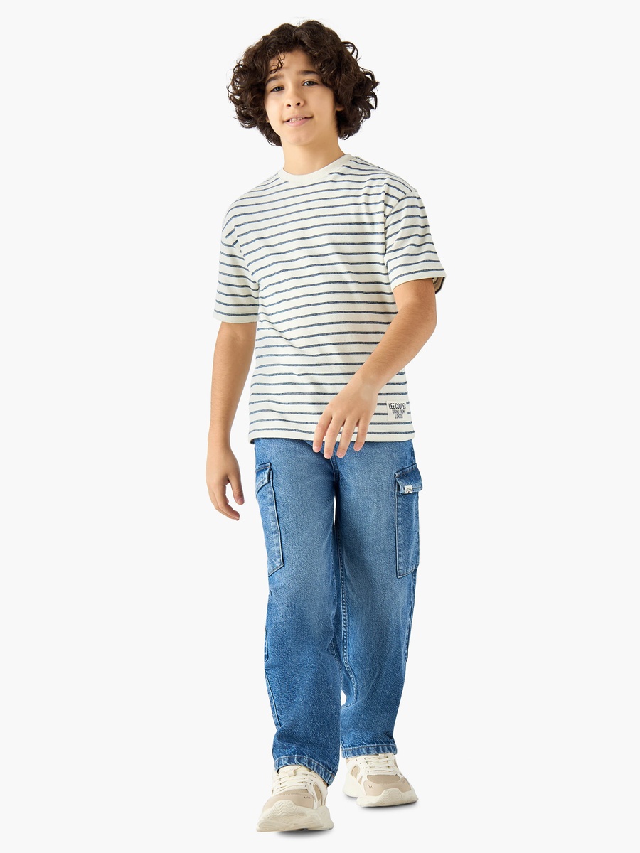 Crew Neck Short Sleeves T-Shirt with Stripes