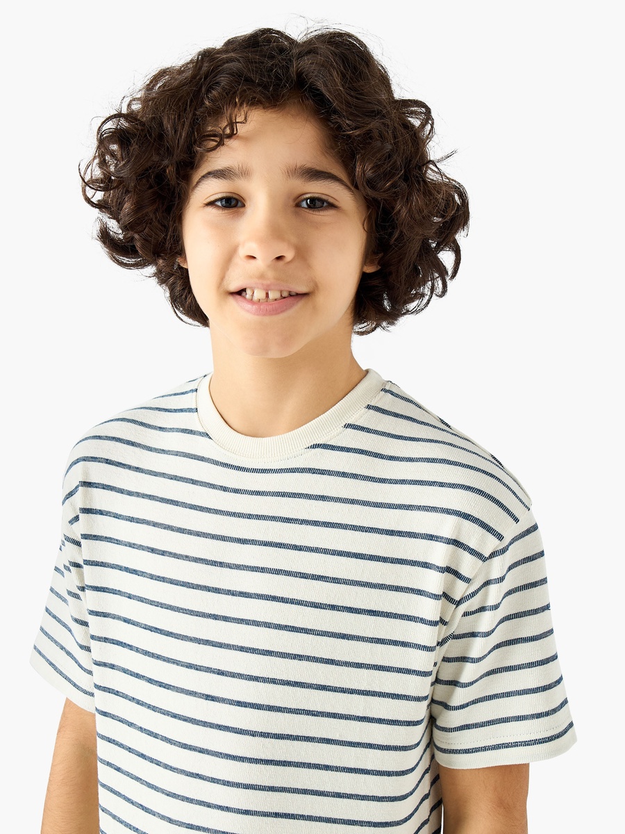 Crew Neck Short Sleeves T-Shirt with Stripes