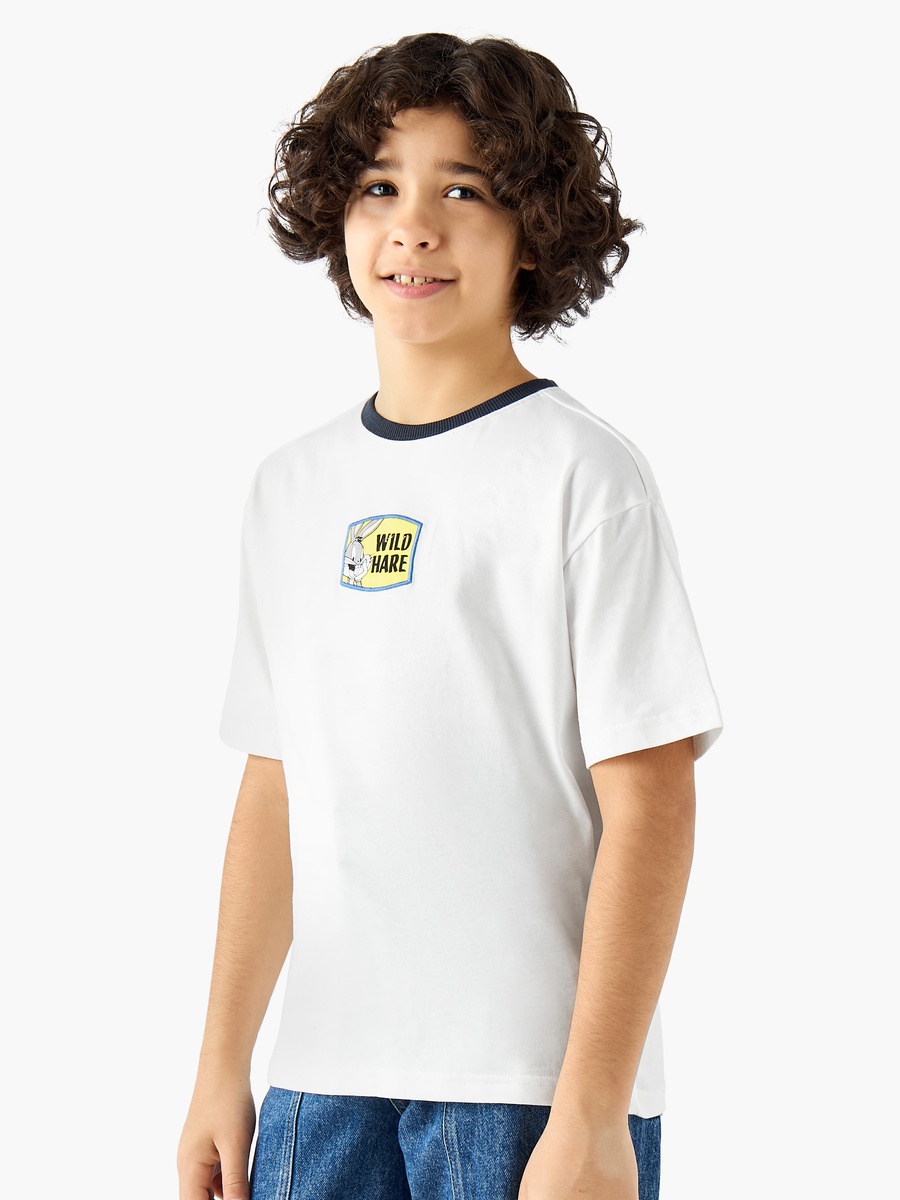 Crew Neck Short Sleeves T-Shirt with Bugs Bunny Print