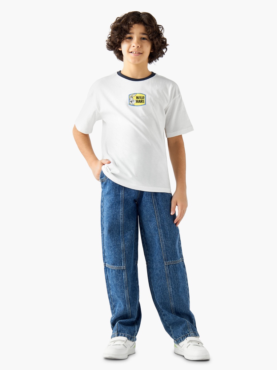 Crew Neck Short Sleeves T-Shirt with Bugs Bunny Print