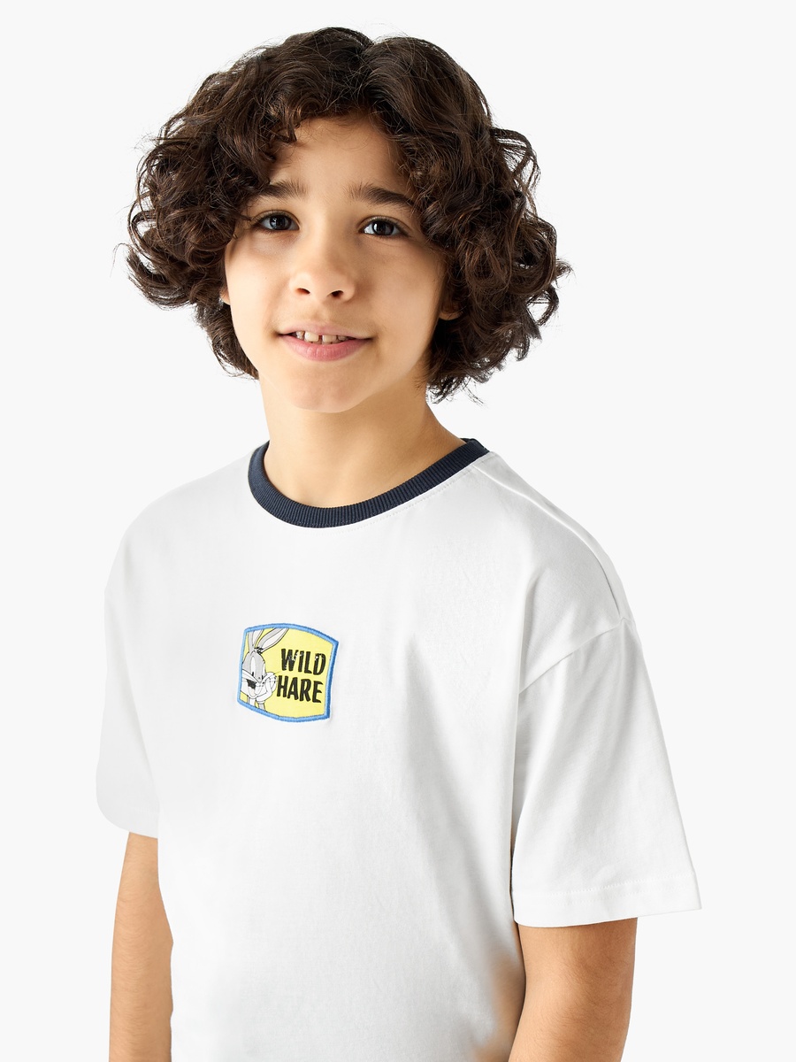 Crew Neck Short Sleeves T-Shirt with Bugs Bunny Print