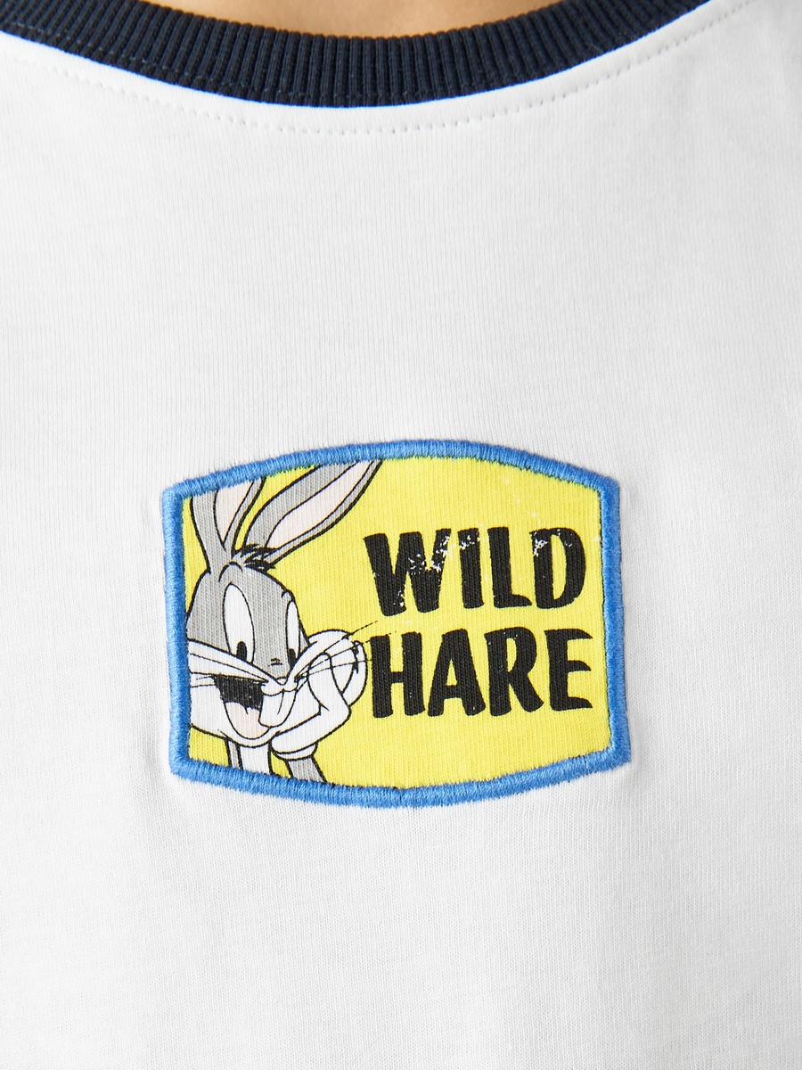 Crew Neck Short Sleeves T-Shirt with Bugs Bunny Print
