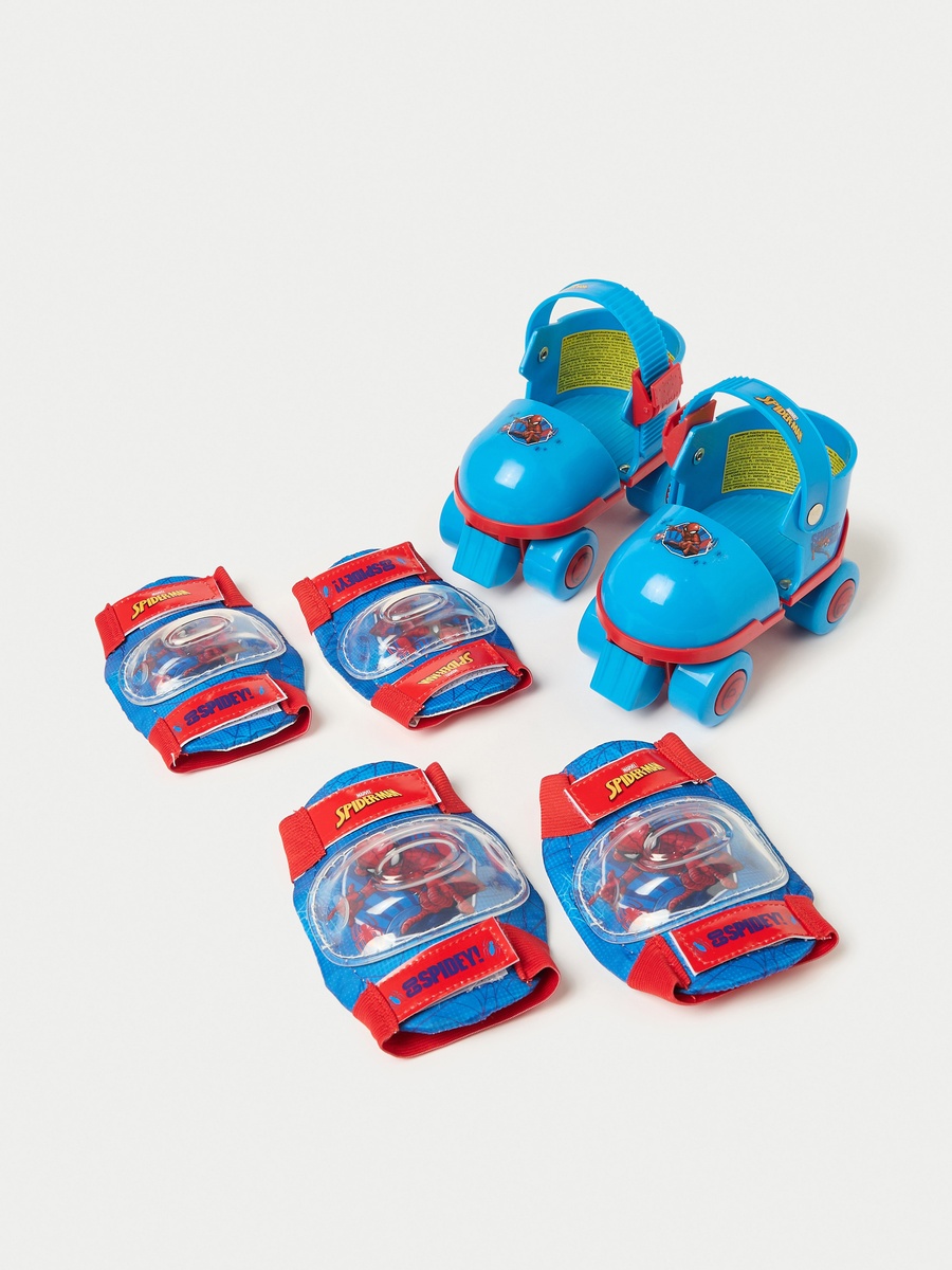 Spider-Man Print Roller Skates with Elbow and Knee Pads