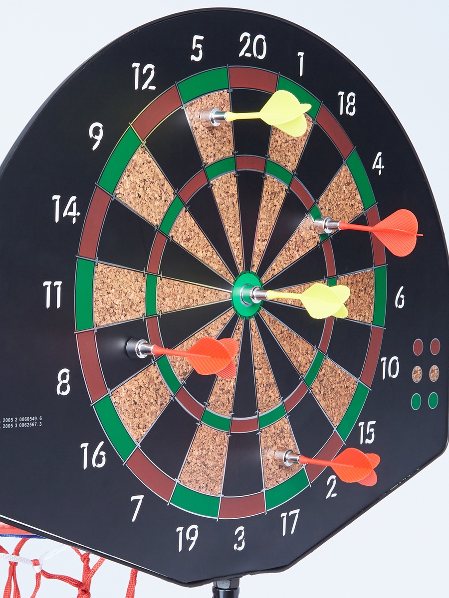 2-in-1 Basketball Stand with Dart Target Playset