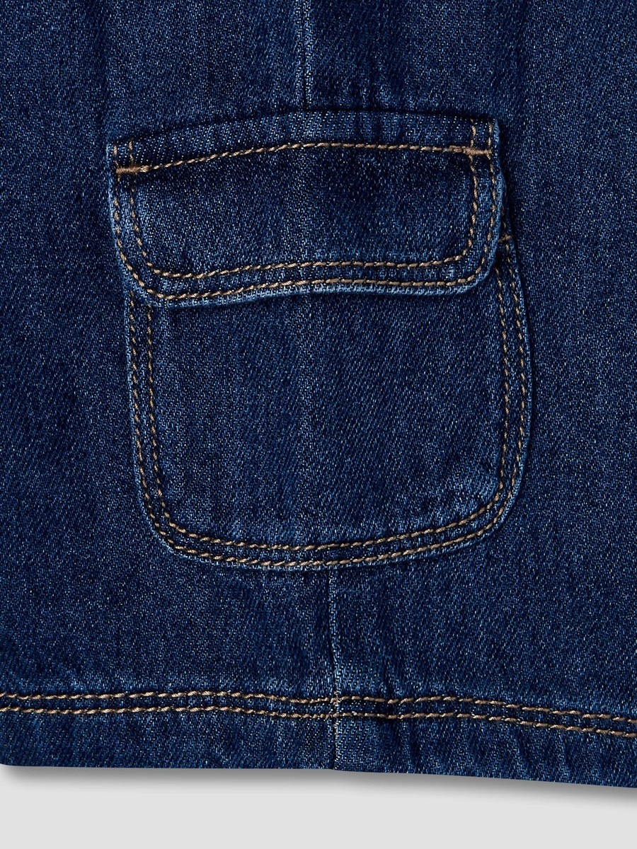 Drawstring Waist Denim Shorts with Cargo Pockets