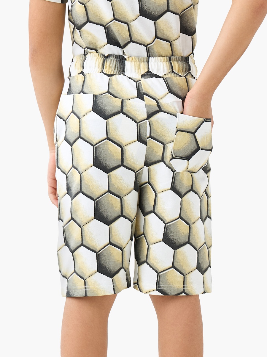 Drawstring Waist Shorts with Geometric Print