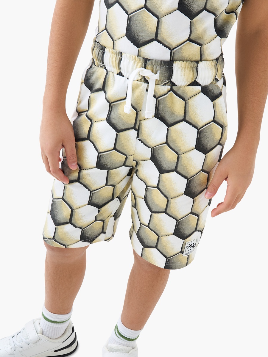Drawstring Waist Shorts with Geometric Print