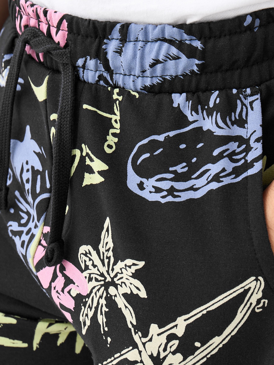 Drawstring Waist Shorts with Graphic Print
