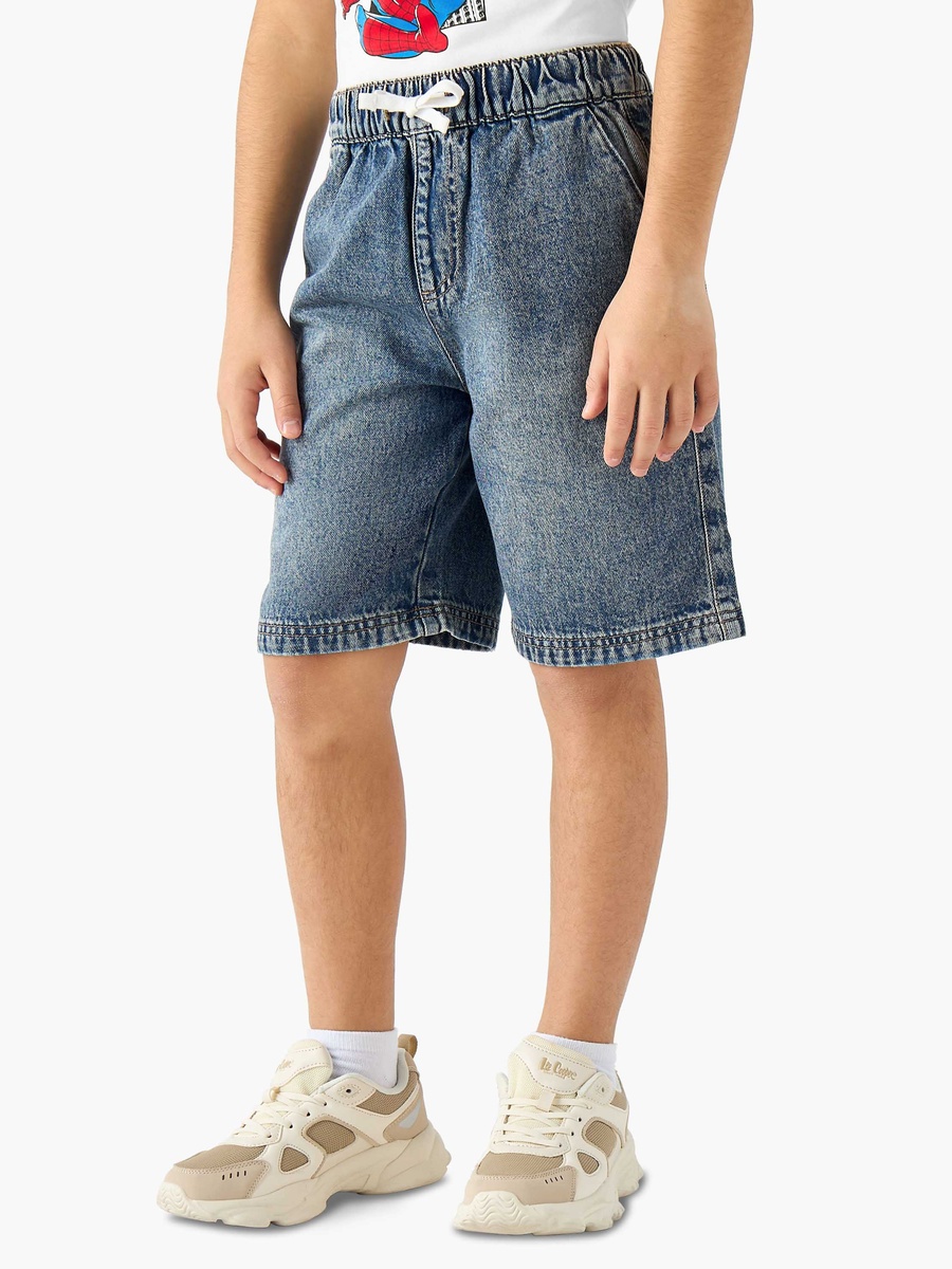 Drawstring Waist Denim Shorts with Pockets
