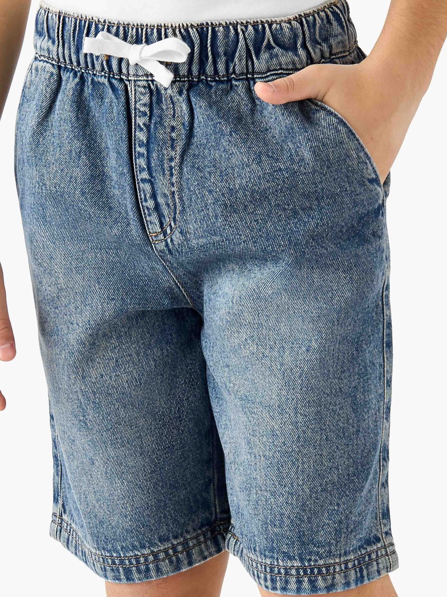 Drawstring Waist Denim Shorts with Pockets