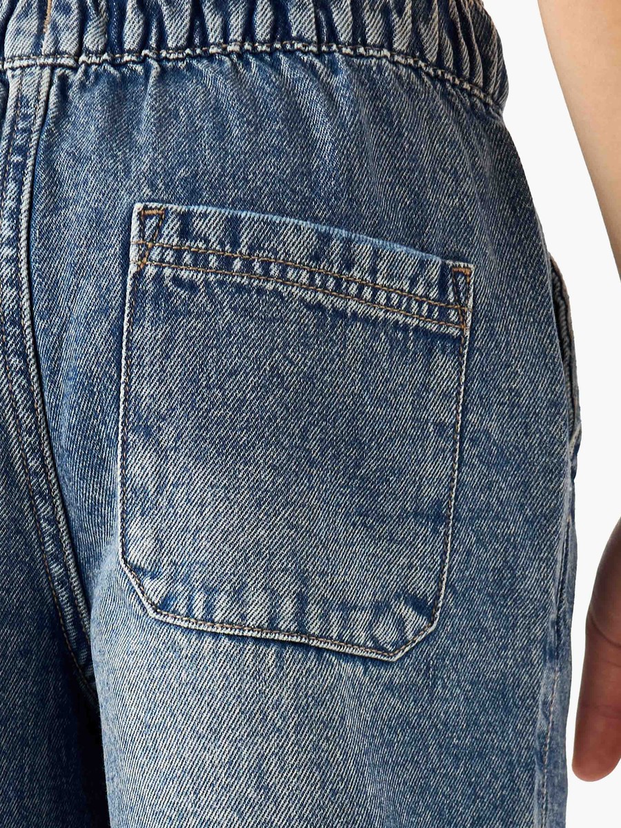 Drawstring Waist Denim Shorts with Pockets