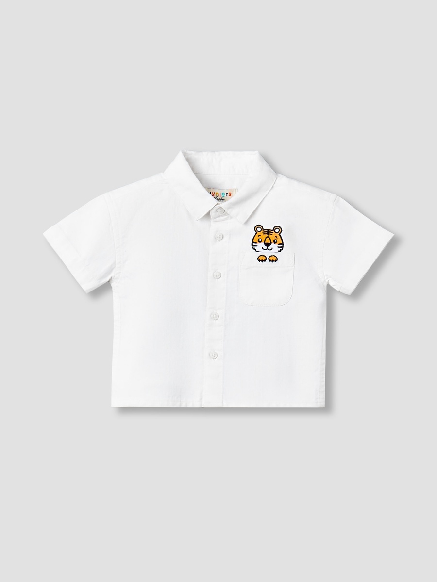 Short Sleeves Shirt with Tiger Embroidery