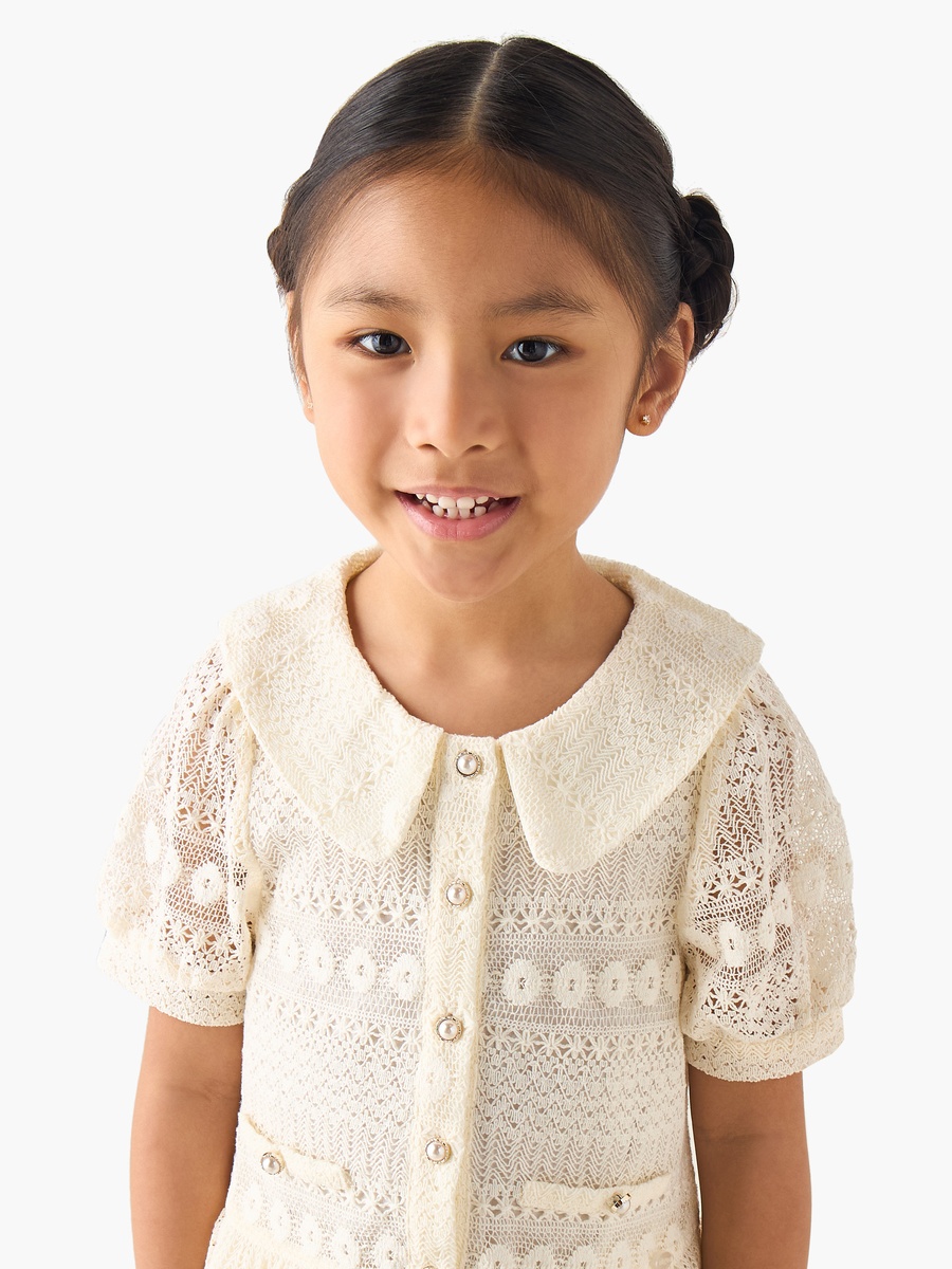 Sailor Collar Short Sleeves Peplum Top with Lace