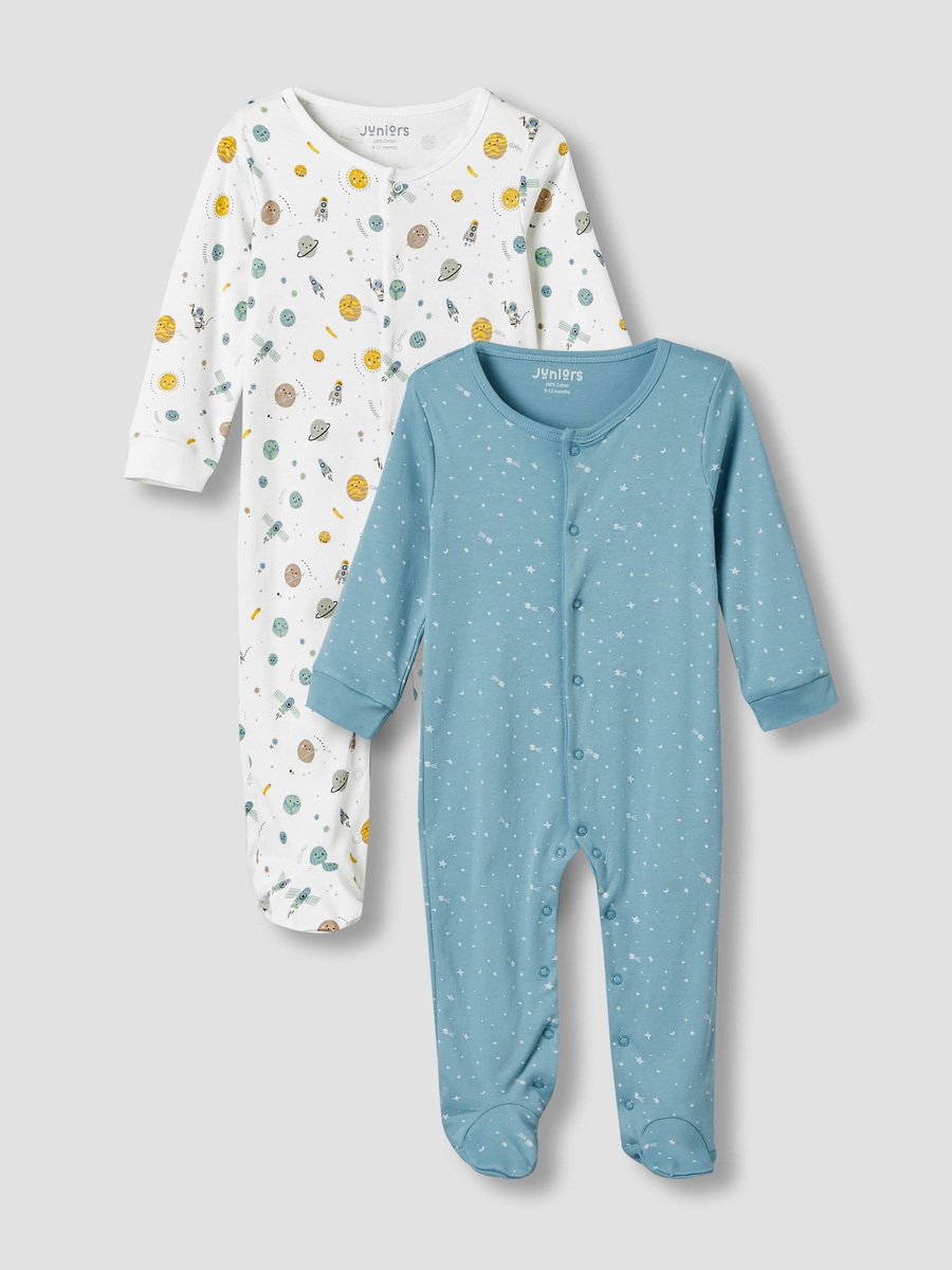 Pack of 2 Cotton Long Sleeves Sleepsuit with Space Print