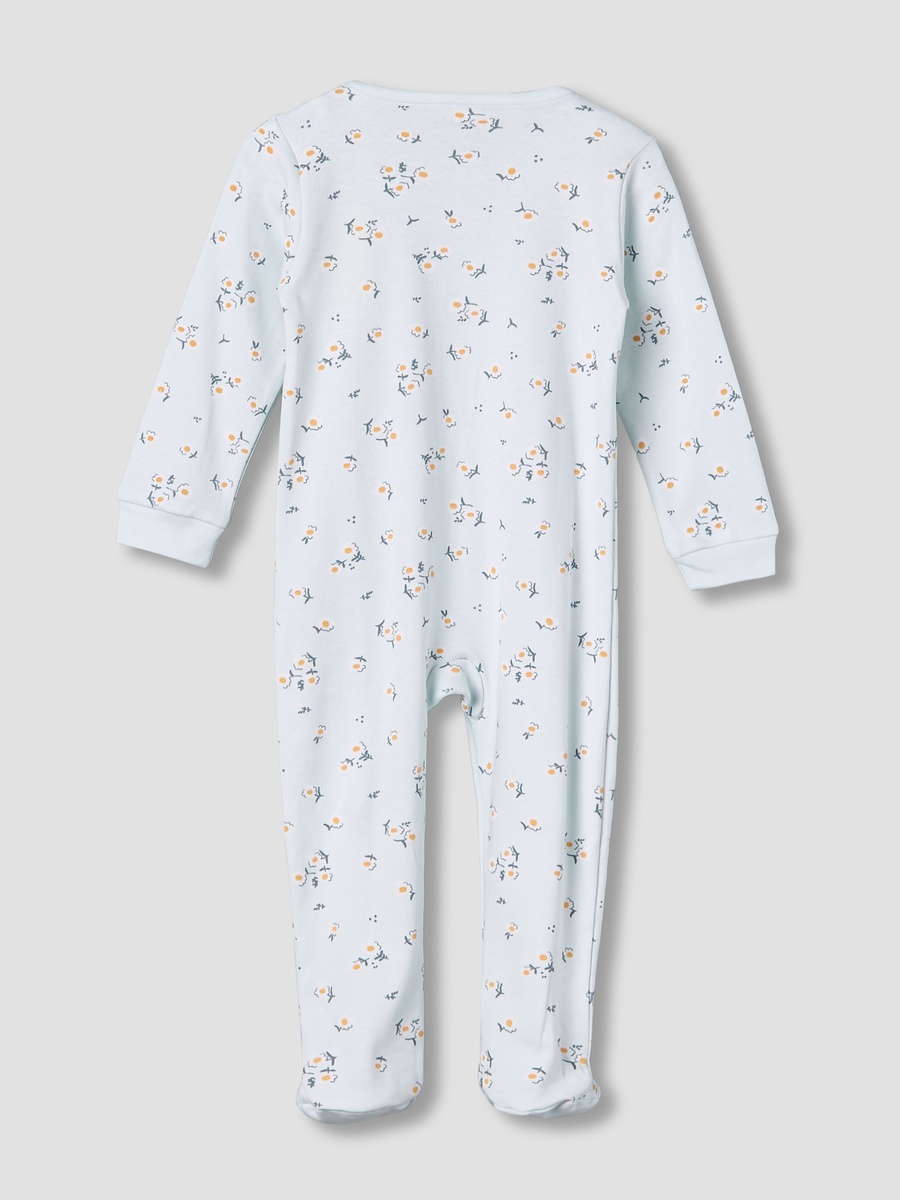 Cotton Round Neck Long Sleeve Sleepsuit with Zip Closure