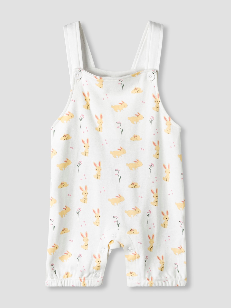 Short Sleeves and Dungaree Set with Bunny Print