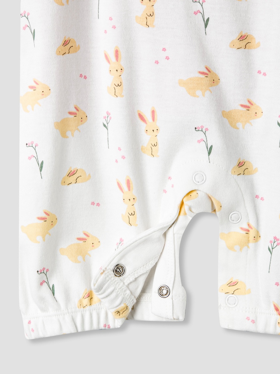 Short Sleeves and Dungaree Set with Bunny Print