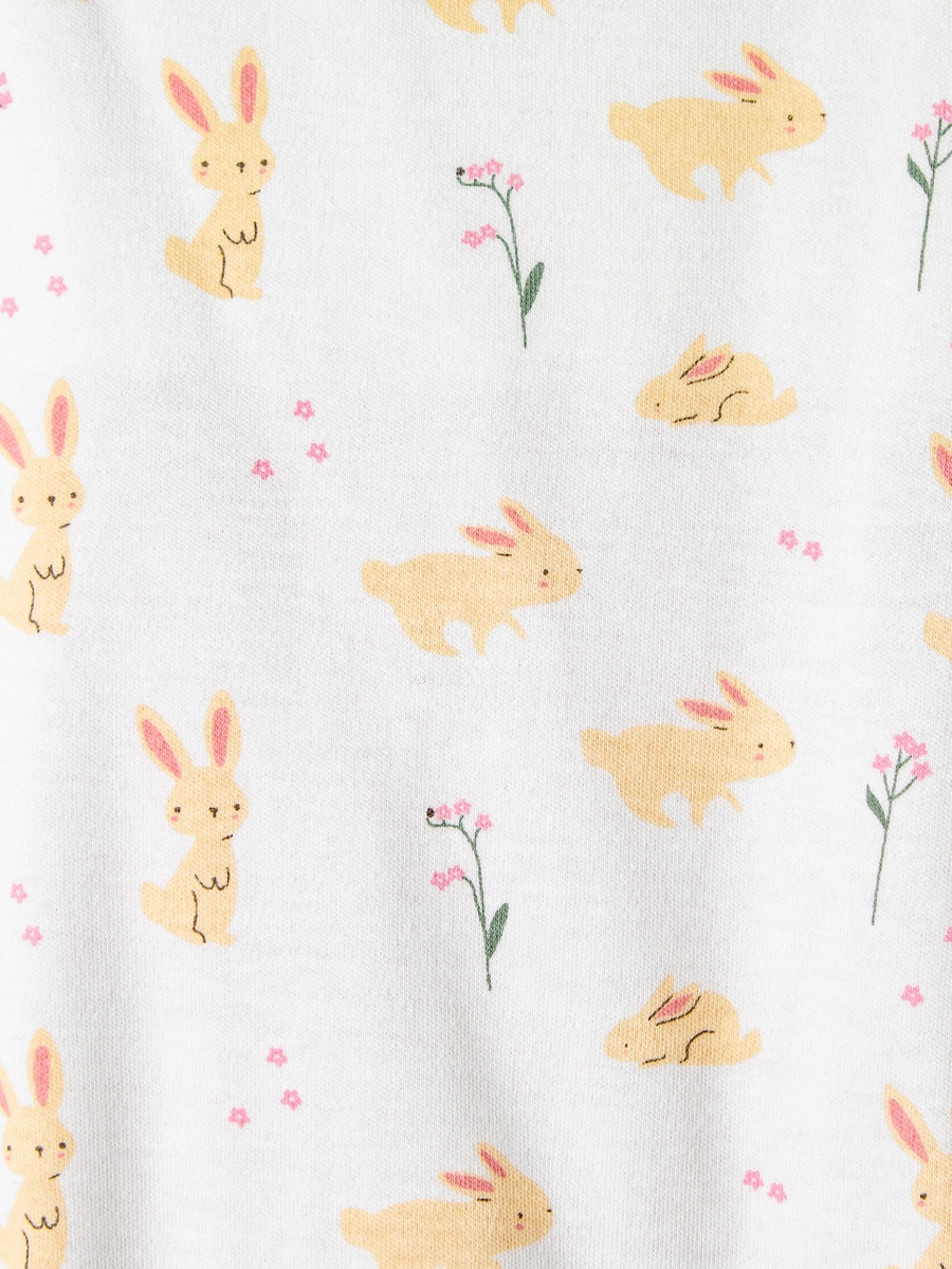 Short Sleeves and Dungaree Set with Bunny Print