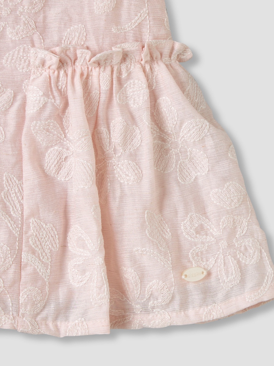 Round Neck Sleeveless Peplum Top and Shorts Set with Floral Embroidery