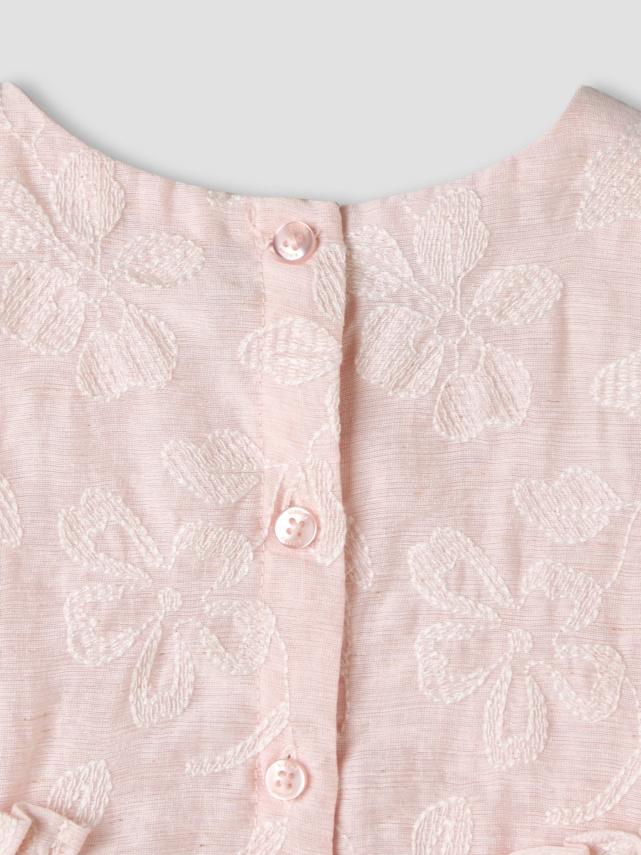 Round Neck Sleeveless Peplum Top and Shorts Set with Floral Embroidery
