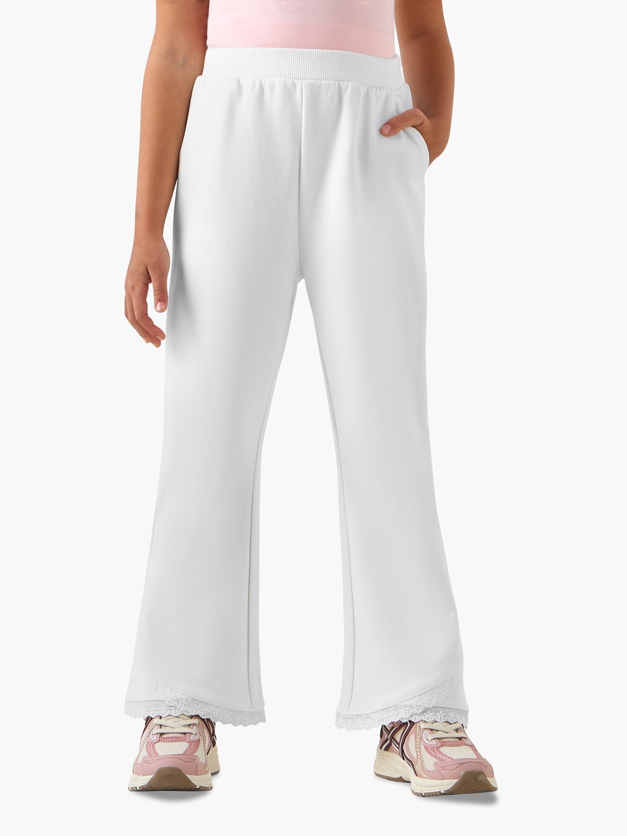 Hooded Long Sleeves Sweatshirt and Track Pants Set with Lace Trim
