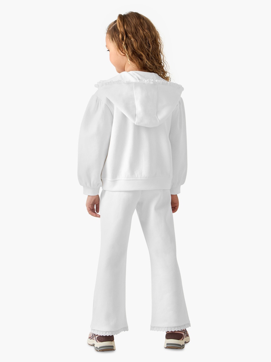 Hooded Long Sleeves Sweatshirt and Track Pants Set with Lace Trim