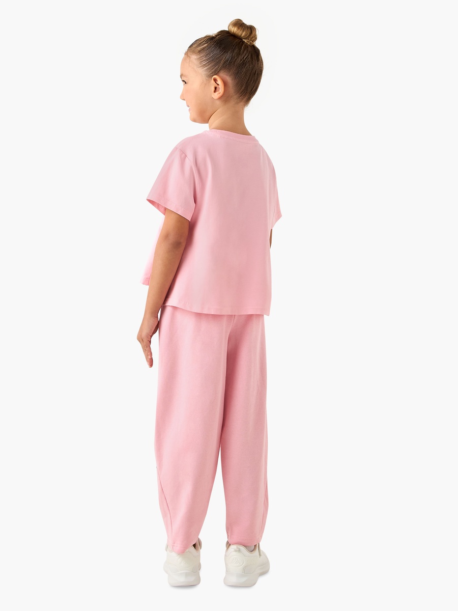 Crew Neck Short Sleeves T-Shirt and Track Pants Set with Logo Print