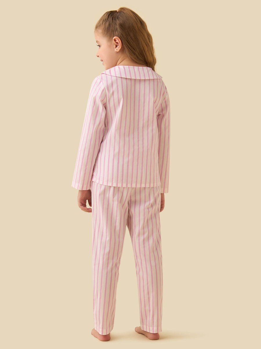 Cotton Peter Pan Collar Long Sleeves Pyjama Set with Barbie Embroidery