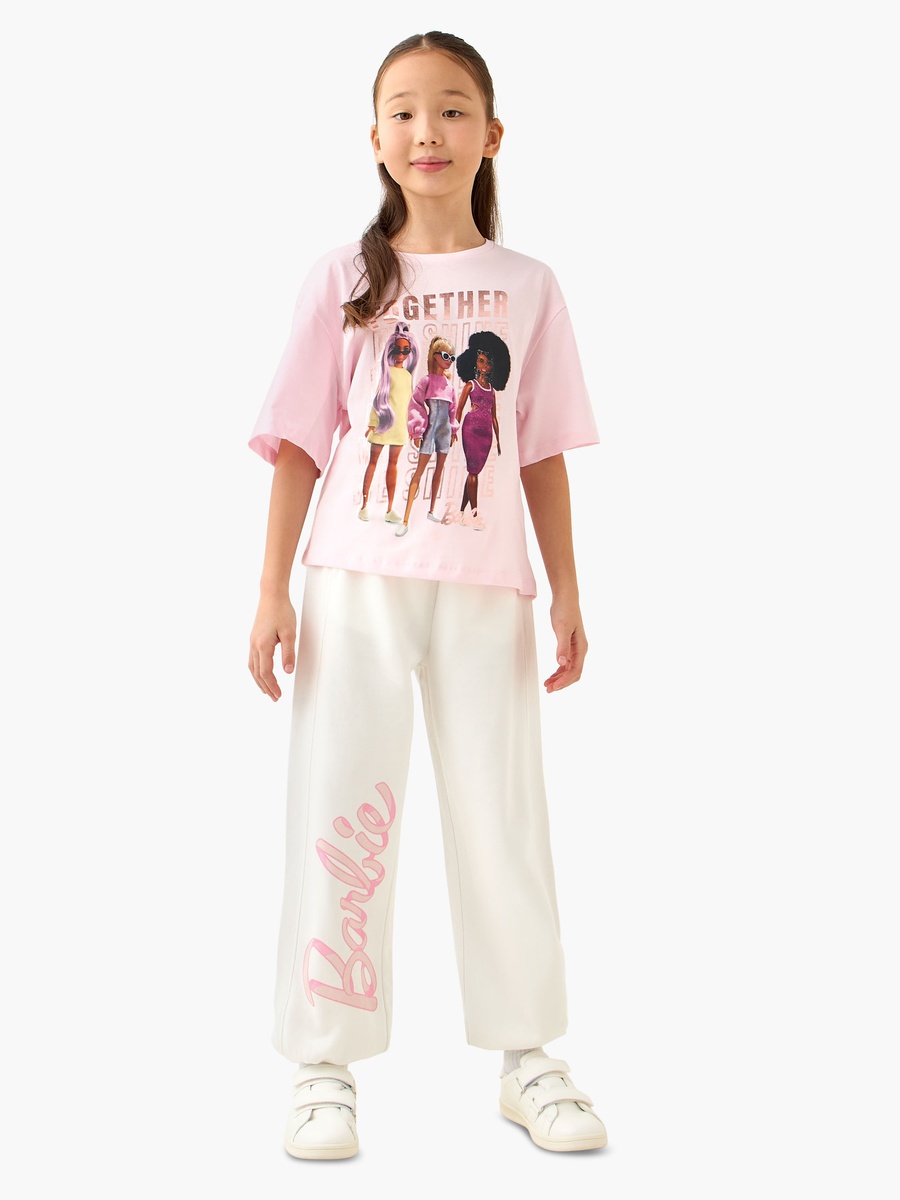 Elasticated Drawstring Waist Joggers with Barbie Print