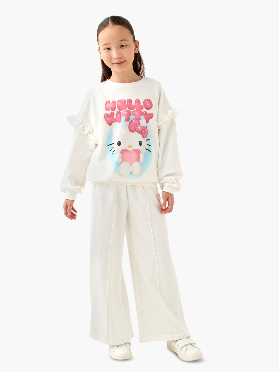 Hello Kitty Print Sweatshirt with Long Sleeves