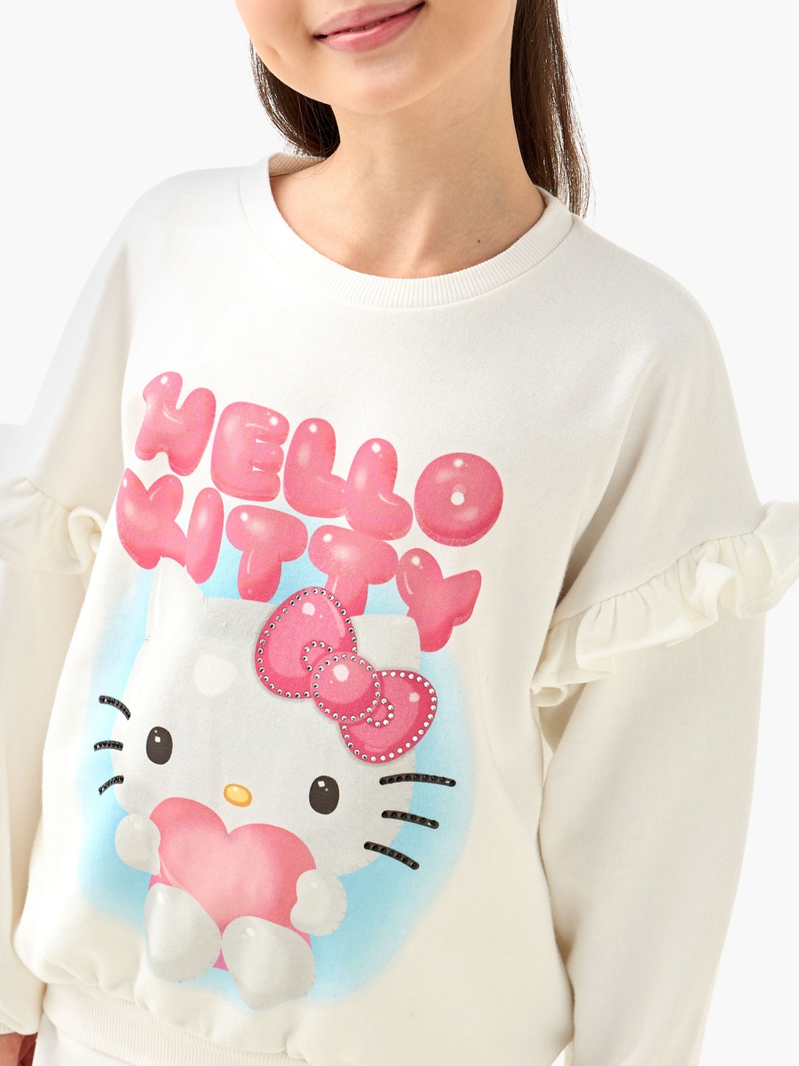 Hello Kitty Print Sweatshirt with Long Sleeves
