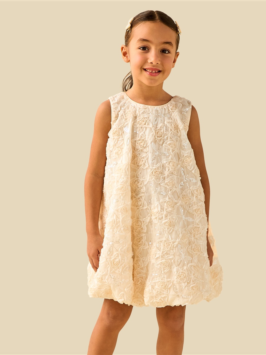 Round Neck Dress and Bolero Set with Floral Lace Texture